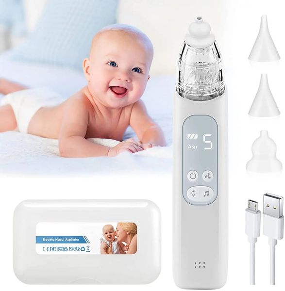 Nettoyeur de nez de bébé rechargeable en silicone Aspiration réglable Aspirateur nasal électrique pour enfant Sécurité sanitaire Pratique à faible bruit 240119