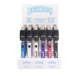 Stylo rechargeable Backwoods Slim Batterie de préchauffage réglable 500 mAh VV pour cartouche de filetage m6t th205 G5 510 avec boîte d'affichage USB pk amigo