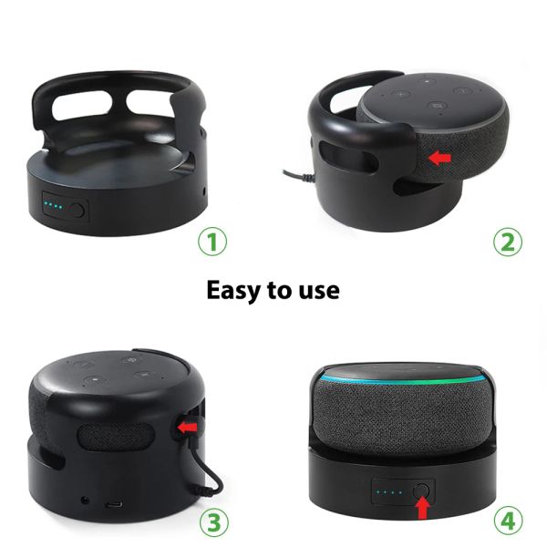 Base de batterie rechargeable pour Echo Dot 3rd Gen Faire votre Alexa Smart en haut-parleur portable Batterie de grande capacité Pack noir blanc