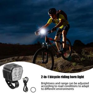 Lumières à vélos rechargeables avec cloche électrique Ultra Bright Bicycle Light avec vélo de vélo de cloche accessoires de vélo pour la nuit