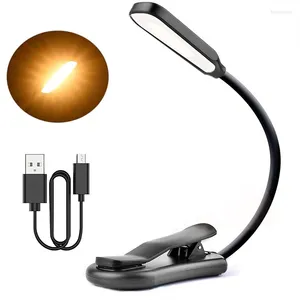 Rechargeable Book Light 7 LED Reading With 3-Level Warm Cool White Daylight Flexible Easy Clip Night Lamp In Bed