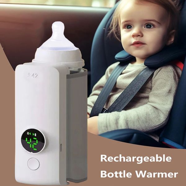 Rechargeable bouteille réchauffe 6 niveaux de température de réglage des niveaux Afficher les accessoires d'alimentation du lait maternel chauffage de biberon portable 240401