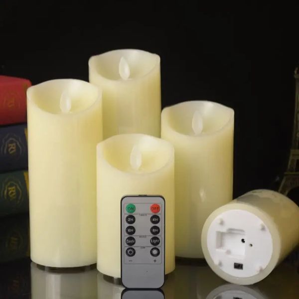 Rechargeable Candle LED LED LED sans flamme sans flammes Smooth Flicching Lamp Wtimer Remote Contrôleur Home Bar Party Table Table Decoration 240412