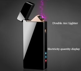 Oplaadbare sigarettenaansteker USB Dual Cross Arc Electronic Sigar Lighter Winddicht Vlamloze elektrisch plasmalichter3069055