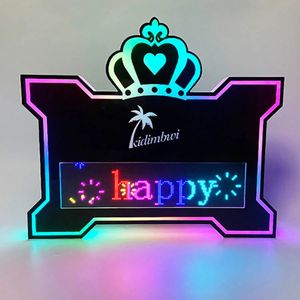 Tablero de mensajes programable con forma de corona LED Digital recargable, señal de marquesina con letras luminosas LED para decoración de Club nocturno