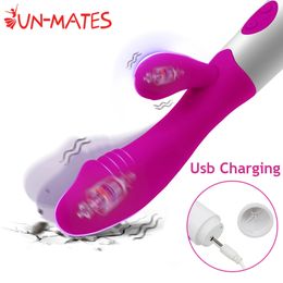 Vibratrice de lapin rechargeable Dildo Double vibration G Spot Vagin Massageur Av Stick Clitoris Sex Toys for Women Masturbator 240423