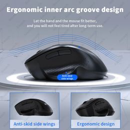 Rechargeable Ergonomic Mouse Wireless Bluetooth Mouse 2 Connexion de l'appareil (Bluetooth ou USB) pour PC, ordinateur portable, iPad, Mac Mice