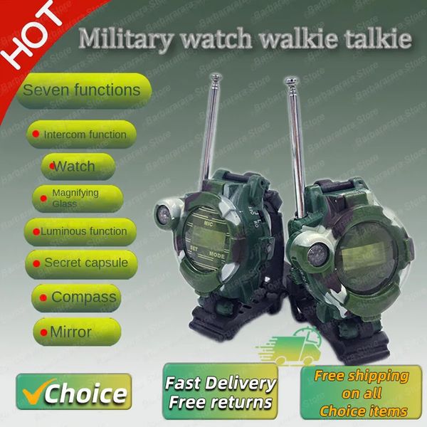 Rechargeable pour les enfants à deux voies Radio Walky Talky avec une lampe de poche 7 en 1 montre des enfants en plein air Interphone Army Toy Gifts 240506