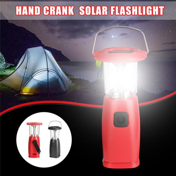 Linterna Led de dínamo Solar con manivela recargable, 6 luces LED de alto brillo para acampar, lámpara de viaje, linternas 324c