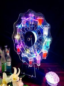 Oplaadbare LED Ferris Wheel Glazen Display Stand Serving Tray Carrier S Glazen Holder Tafelplank Theme Party Decoratie9725672