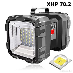 Rechargeable LED Searchlight Double head LED Flashlight spotlight With XHP 70.2 Lamp bead waterproof camping light