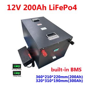 Oplaadbare lithium 12V 200AH 300AH LIFEPO4 Batterij 4s BMS voor zonne -energie Outdoor voeding Caravans Campers+20A Charger