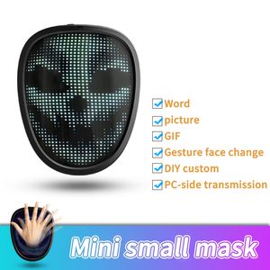 Oplaadbare mini -kinderen glanzend LED -masker met programmeerbare maskerade Diy Picture Light Up Cosplay Full Color Halloween Christmas Costume Game Enge Masks