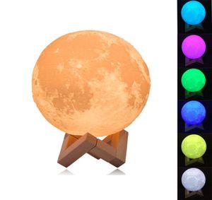 Veilleuse rechargeable impression 3D lampe de lune 9 changement de couleur interrupteur tactile chambre bibliothèque veilleuse décor à la maison cadeau créatif 5100044