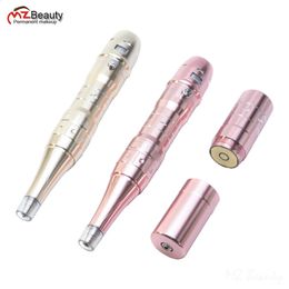 Machine de maquillage permanente rechargeable pour microblading sourcil design sans fil Dermografo stylo de tatouage doré 10 pièces aiguilles R1 R3240129