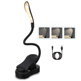 Oplaadbare leeslamp LED-boeklicht USB Flexibele boeklamp Touch Dimmer Clip Tafel Bureaulamp bescherm oog Draagbare Clip Lamp248e