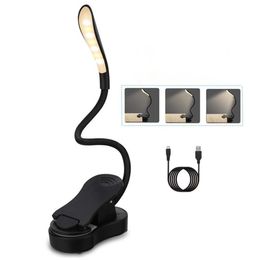 Oplaadbare leeslamp LED-boeklicht USB Flexibele boeklamp Touch Dimmer Clip Tafel Bureaulamp bescherm oog Draagbare clip Lamp249v
