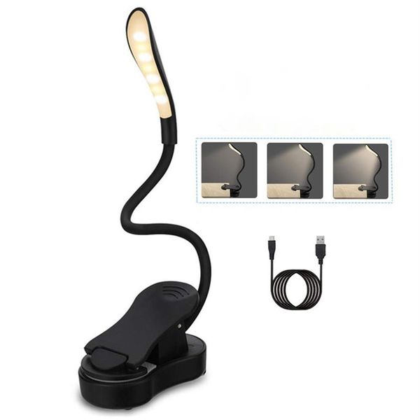 Lampe de lecture rechargeable LED Livre Lumière USB Flexible Livre Lampe Tactile Gradateur Clip Table Lampe De Bureau protéger les yeux Portable Clip Lamp286S