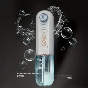 Removedor de espinillas de burbujas pequeñas con terapia LED roja y azul recargable - Aspiradora de punto negro para nariz con oxígeno frío y caliente Herramienta de limpieza facial para eliminación de acné