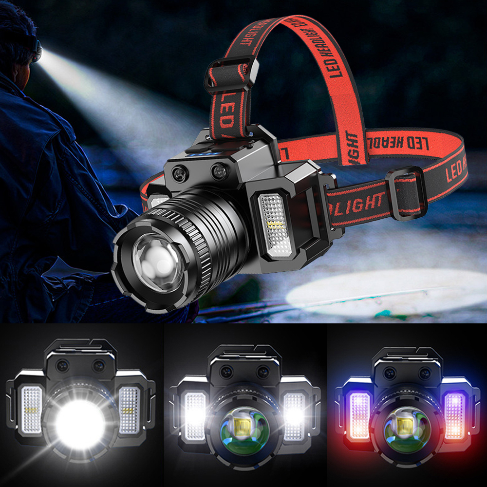 Capteur rechargeable LED lampe froide zoom Fishon Torche Torche extérieure Super Bright Headlamp Imperproof Camping Hunting Head