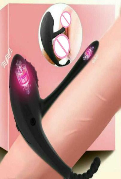 Rechargeable silicone vibrant vibrant anneau mâle Stimulation de clitorisation GP Orgasme Sex Toys for Men Couples X06028661838