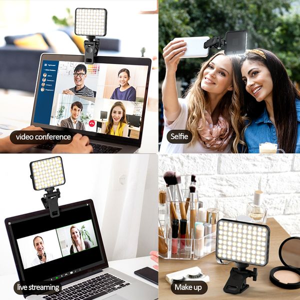 Lampe à selfie douce rechargeable pour téléphone, appareil photo, ordinateur portable, lumière LED portable 3000 mAh pour photos, clip d'éclairage de téléphone pour Vlog, TikTok, maquillage, vidéoconférence