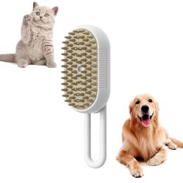 Oplaadbare stoomkat verzorgingsborstel stoomd om los haar te verwijderen 3 in1 elektrische zelfreinigingsspray hondenborstel massage kammen