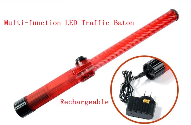 Rechargeable Traffic Light Outdoor Waterproof Safety LED Wand Signal Warning Flashing Wand Ref Baton