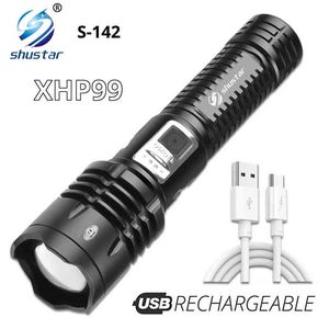 Linterna LED XHP99 súper brillante recargable con clip para bolígrafo Batería de litio de gran capacidad incorporada que puede iluminar 500 metros J220713