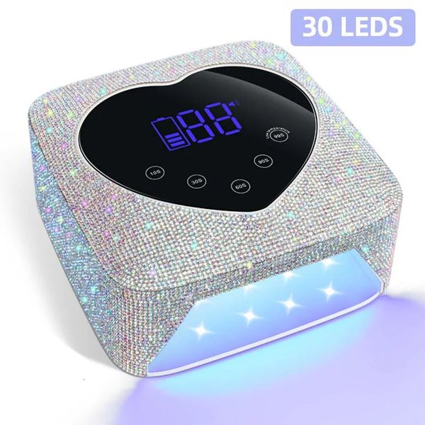 Lampe à ongles LED UV rechargeable 72W Lumière UV sans fil pour ongles avec strass en forme de coeur Manucure Pédicure Machine Outils à ongles 240318