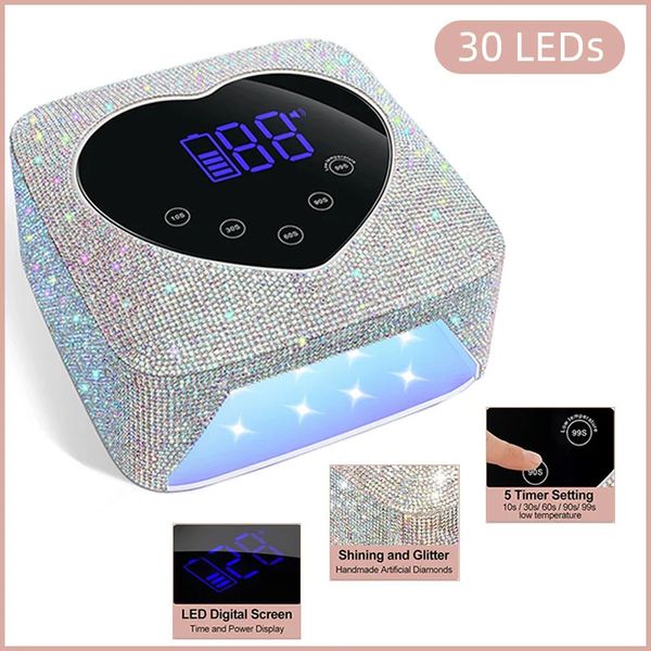 Lampe à ongles LED rechargeable UV RECHERCHE SÉCHEUR UVES UV AVEC DIAMONDS ÉLÉMENTS MACHINE POLOSIQUE GEL POUR LA MACHEMENT DE LA MANICURE 240510