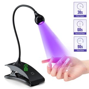 Oplaadbare UV -nagelverlichting Droger LED LAMP 3 TERSCHAPPEN Timing aanpassen Flexibele Mini Clipon Desk Diy Manicure Tools 240415