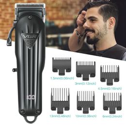 Rechargeable VGR Tondeuse à cheveux professionnelle Tondeuse à cheveux pour hommes Rasoir Machine de coupe de cheveux Accessoires de barbier Coupe Machine Barbe 240131