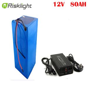 rechargeable au lithium 12V 80Ah gros li ion pour le système d'énergie solaire et voiturette avec chargeur 10A