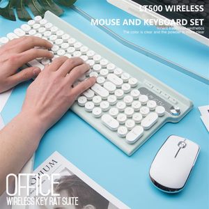 Ensemble clavier et souris de jeu Bluetooth sans fil rechargeable 102 touches muettes mignonnes et ultra-minces adaptées aux jeux de bureau à domicile266z