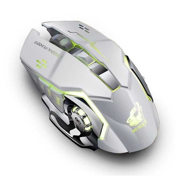 Ratón inalámbrico recargable X8 colorido 2024, ratón silencioso retroiluminado con LED, ratón óptico ergonómico para juegos USB para ordenador PC Laptopams2