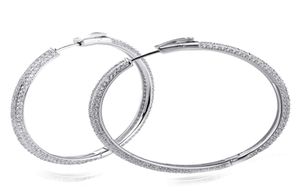 Aanbevelen 46 mm grote echte sterling zilveren hoepel oorrang micro -plave kleine kristallen sieraden sieraden big 925 zilveren cirkel oorbellen2301305