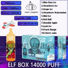 Recommander ELF BOX14000 Puff e-cigarette 10 saveurs 14K Puffs 25 ml Cartouche préchargée 0% 2% 3% 5% concentration 650mAh batterie rechargeable stylo vape jetable