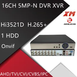 Registrador 16 canal DVR 16 CH 4MP Video Registrador NVR H.265+ Híbrido 6 en 1 para TVI CVI CVBS AHD 4MP 1080P Cámara y cámara IP de 5MP