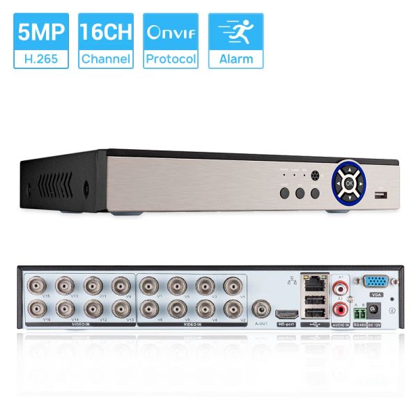 Registrador 16 canales CCTV DVR 5MPN 5In1 AHD TVI CVI CVBS IP Camera Hybrid Digital Video Recorder Sistema de seguridad Remote Access H.265