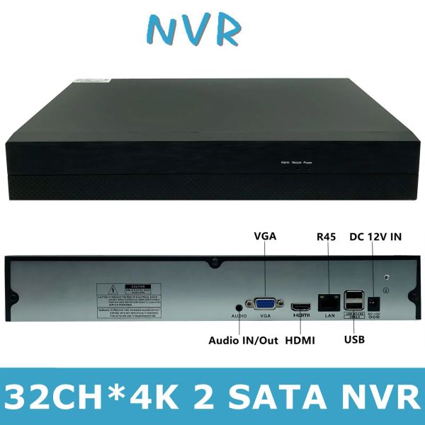 Enregistreur 32 * 4K H.265 NVR DVR Network Digital Vidoe Recorder Analys Intelligent Max 2 * 12T ONVIF2.4 VMS XMEYE P2P RTSP DÉTECTION FACE