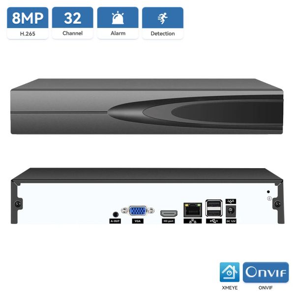 Registrador 4K 8MP Video de red Registradora 32CH/16CH/9CH CCTV NVR DVR XMEYE ONVIF Detección de la cara Cloud P2P Sistema de grabadora de vigilancia casera