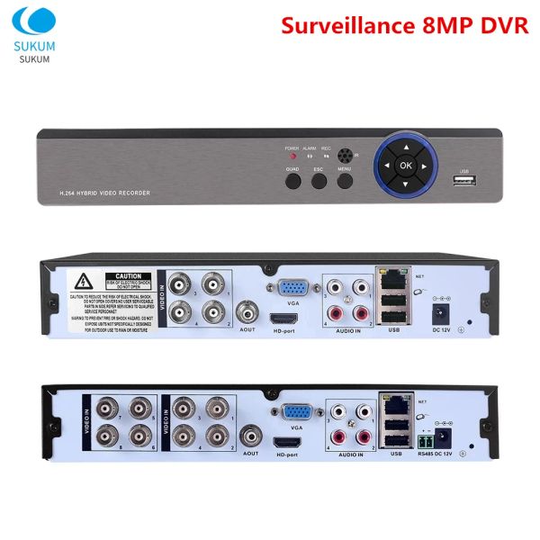 Enregistreur 4K Surveillance 8MP DVR Hybird NVR H.265 XMEYE APP CCTV Recordier vidéo numérique Prise en charge 8MP AHD CVI TVI CVBS CAMERIE IP