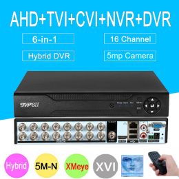 Recorder 5MP Surveillance Camera Face Detection Xmeye 5mn H265+ 16ch 16 Channel 6 in 1 coaxiale hybride NVR CVI TVI AHD CCTV DVR -systeem