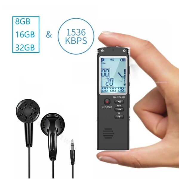 Enregistreur 96 heures Récroquerie vocale avec un haut-parleur bruyant 8 Go / 16 Go / 32 Go USB Professional Activé Digital Audio Sound Dictaphone MP3 lecteur