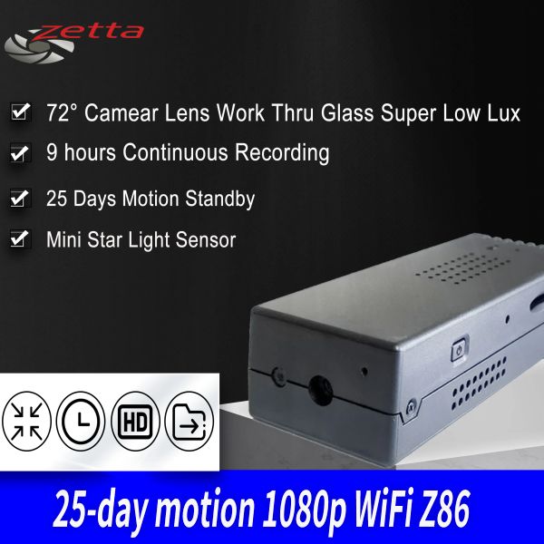 Registradora 9H Batería FHD Video Registrador Super Low Lux Mini Camera DVR CCTV Xbox Wifi IPCAM Instalación inalámbrica Detección de movimiento Zettaz86Pro