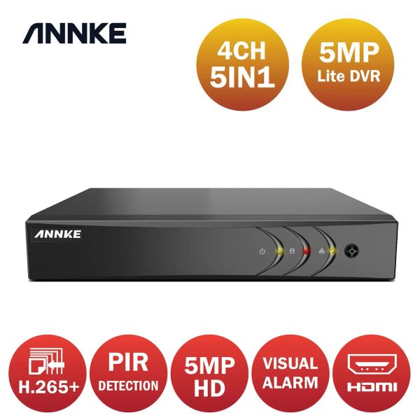 Enregistreur Annke 5MP Lite 4CH Wideo HD Wideorestrator Do Monitoringu 5in1 H.265 + Cyfrowy Rejestrateur Wykrywanie Ruchu Pir DLA 2MP 3MP CCTV