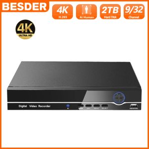 Enregistreur Besder 32CH 4K Sortie NVR H.265 16CH 9CH 5MP HD Sécurité Protection Recorder vidéo XMEYE ICSEE P2P ONVIF CCTV DVR Face Detection