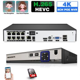 Recorder CCTV NVR Recorder 8 Channel 4K H.265 POE NVR Face Recognition 8MP POE Netwerk Surveillance Videorecorder 8ch Xmeye NVR 4CH 5MP