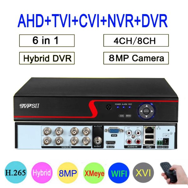 Registrador Czerwony Panel XMEYE HI3531D 8CH 8MP 4K H.265 + WiFi Koncentryczny 6 W 1 XVI TVI CVI NVR AHD CCTV Sistema DVR Nadzoru BroworEreReJestra